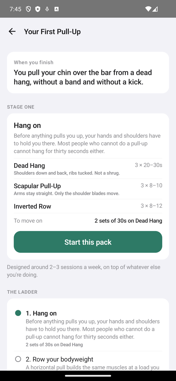 A pack's six-stage ladder on Android